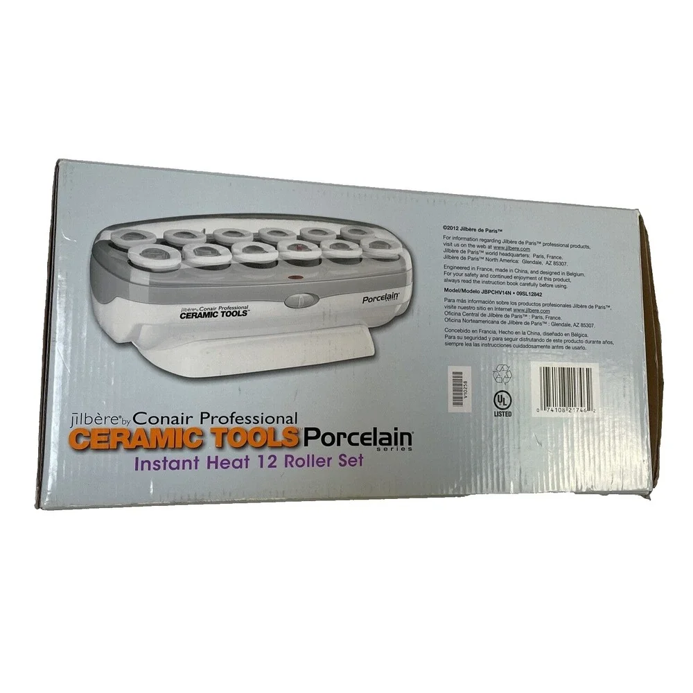 Jilbère by Conair‎ Prof Ceramic Tools Porcelain 12 Hot Roller Set-Open Box